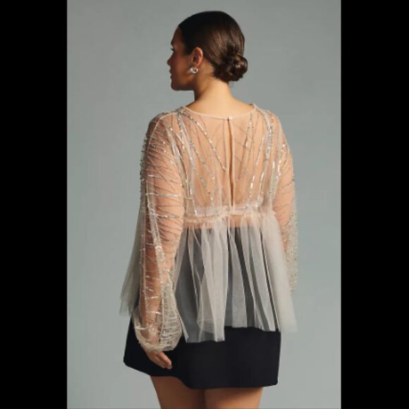 Brand New FOREVER THAT GIRL EMBELLISHED SHEER TOP - Picture 7 of 16